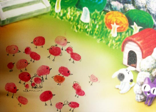 幼兒園大班手印畫教案:可愛的小雛雞