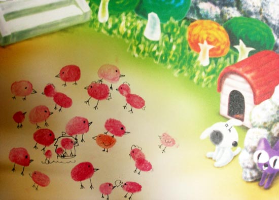 幼兒園大班手印畫教案:可愛的小雛雞