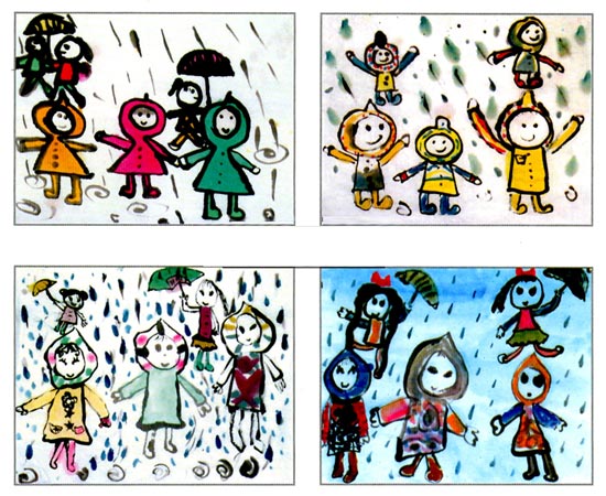 幼兒園大班畫畫教案設計:下雨天