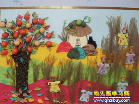 滿樹的果實│幼兒園秋天環境布置圖片
