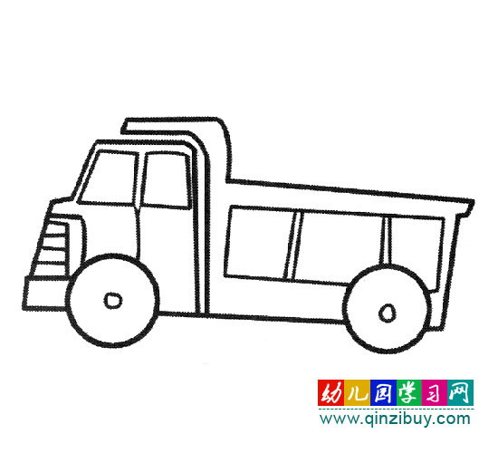簡筆畫：正在行駛的卡車