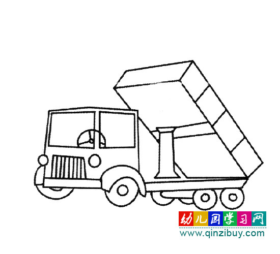 簡筆畫：自卸的大卡車