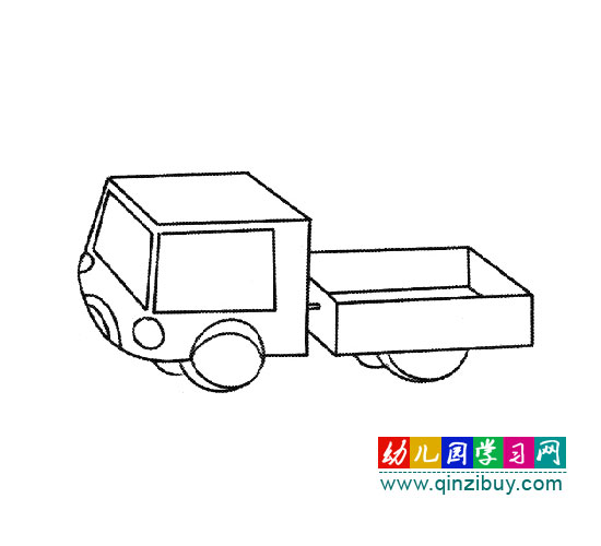 交通工具簡筆畫：行駛的卡車